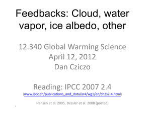 Feedbacks: Cloud, water vapor, ice albedo, other  12.340 Global Warming Science