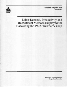 Labor Demand, Productivity and Recruitment Methods Employed for Special Report 928