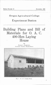 Building Plans and Bill of Materials for 0. A. C. 400-Hen Laying House