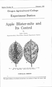 Its Control Apple Blister-mite and Experiment Station