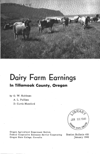 Dairy Farm Earnings In Tillamook County, Oregon by G. W. Kuhiman