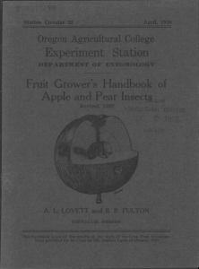 Experiment Station Fruit Grower's Handbook of Apple and Pear Insects Oregon Agricultural College