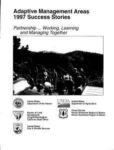 Adaptive Management Areas 1997 Success Stories and Managing Together Partnership