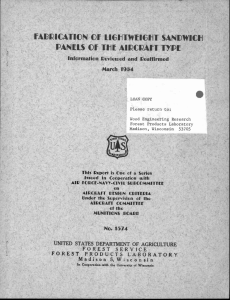 FABRICATION Of LIGUTWEIGUT SANDWICU PANELS Of TUE AMMAR TYPE March 1954