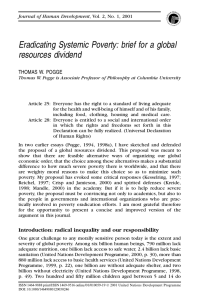 Eradicating Systemic Poverty: brief for a global resources dividend THOMAS W. POGGE