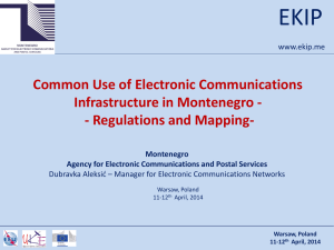 EKIP Common Use of Electronic Communications Infrastructure in Montenegro -