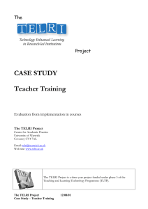 CASE STUDY Teacher Training The Project