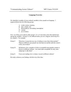 G.019 “Communicating Across Cultures” MIT Course 21 Language Exercise