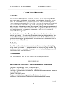 Cross Cultural Persuasion G.019 “Communicating Across Cultures” MIT Course 21