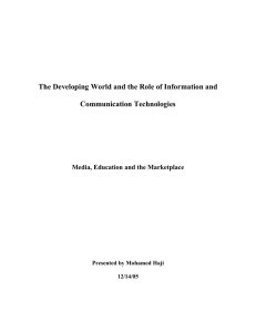 The Developing World and the Role of Information and Communication Technologies
