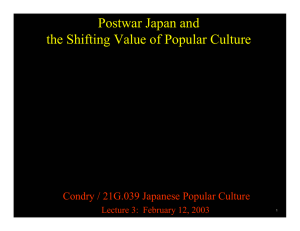 Postwar Japan and the Shifting Value of Popular Culture Condry / 21