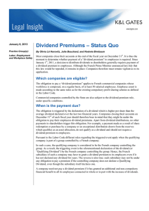 Dividend Premiums – Status Quo