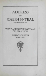 ADDRESS JOSEPH N TEAL THE DALLES-CELILO CANAL CELEBRATION