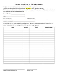 Payment Request Form for Sports Camp Workers