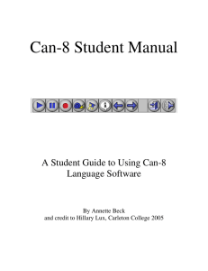 Can-8 Student Manual A Student Guide to Using Can-8 Language Software