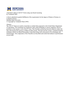 Automated coding of AD-417 forms using case-based reasoning by Venkatesh Thati