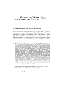 Tractatus Wittgenstein’s Later Criticism of the James