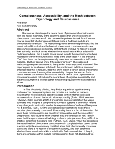 Consciousness, Accessibility, and the Mesh between Psychology and Neuroscience Abstract