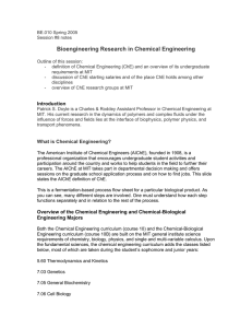 Bioengineering Research in Chemical Engineering