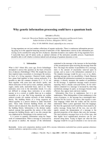 Why genetic information processing could have a quantum basis A P