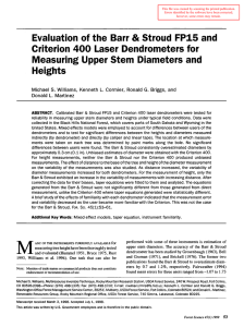 Evaluation of the Barr Criterion 400 Laser Dendrometers for Heights