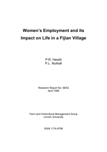 Women’s Employment and its Impact on Life in a Fijian Village