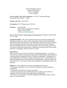 Eastern Michigan University College of Technology Ph.D. in Technology Course Syllabus
