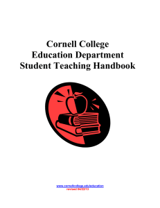 Cornell College Education Department Student Teaching Handbook