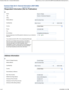 Common Data Set A: General Information