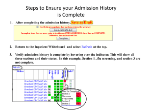 Steps to Ensure your Admission History is Complete Save as Draft .