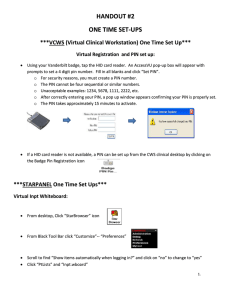 HANDOUT #2 ONE TIME SET-UPS Virtual Registration  and PIN set up: