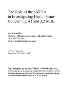 The Role of the NZFSA in Investigating Health Issues