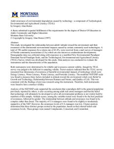 Adult awareness of environmental degradation caused by technology : a... Environmental and Agricultural Literacy (TEAL)