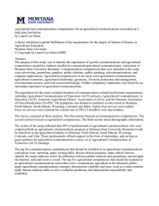 Agricultural and communications competencies for an agricultural communications curriculum at... land grant institution