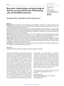 Romantic relationships and psychological distress among adolescents: Moderating