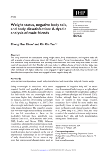 Weight status, negative body talk, and body dissatisfaction: A dyadic Article 559621