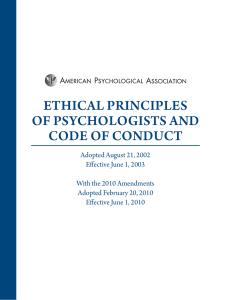 Ethical PrinciPlEs of Psychologists and codE of conduct