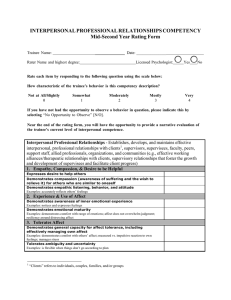 INTERPERSONAL PROFESSIONAL RELATIONSHIPS COMPETENCY Mid-Second Year Rating Form  