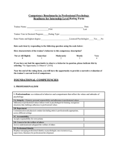 Competency Benchmarks in Professional Psychology Readiness for Internship Level Rating Form  