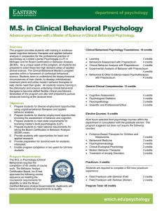 M.S. in Clinical Behavioral Psychology department of psychology .