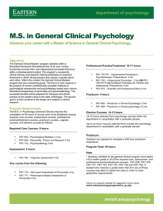 M.S. in General Clinical Psychology department of psychology .