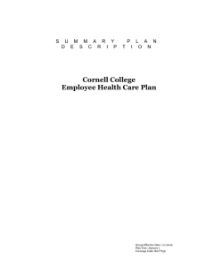 Cornell College Employee Health Care Plan S U
