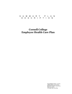 Cornell College Employee Health Care Plan S U