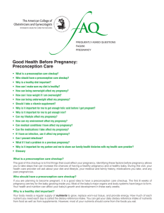 AQ f Good Health Before Pregnancy: Preconception Care