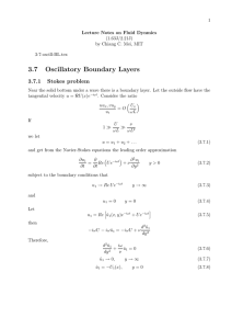 3.7 Oscillatory Boundary Layers 3.7.1 Stokes problem