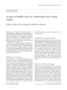 Access to Health Care for Adolescents and Young Adults POSITION PAPER