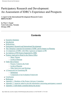 Participatory Research and Development: An Assessment of IDRC's Experience and Prospects