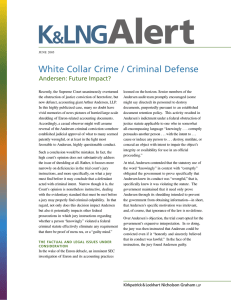 White Collar Crime / Criminal Defense Andersen: Future Impact?