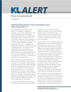 ALERT Environmental Federal Enforcement of Environmental Laws After September 11