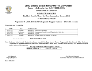 GURU GOBIND SINGH INDRAPRASTHA UNIVERSITY B. Com. (Hons.) 1 Semester (1